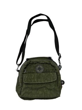 Kipling Olive Green Nylon Crossbody Shoulder Bag Adjustable Strap Y2K